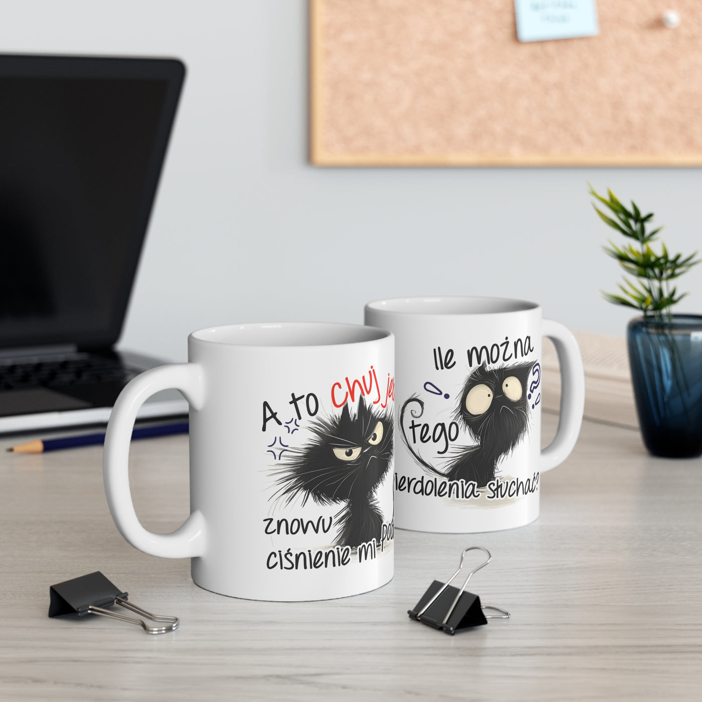 Wkurzony Kotek Biały Kubek 11oz, 15oz