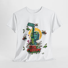 Creepy Vibes Unisex Heavy Cotton Tee - Stay Creepy Shirt, Halloween T-Shirt, Fun Graphic Tee, Quirky Casual Wear, Gift for Horror Lovers