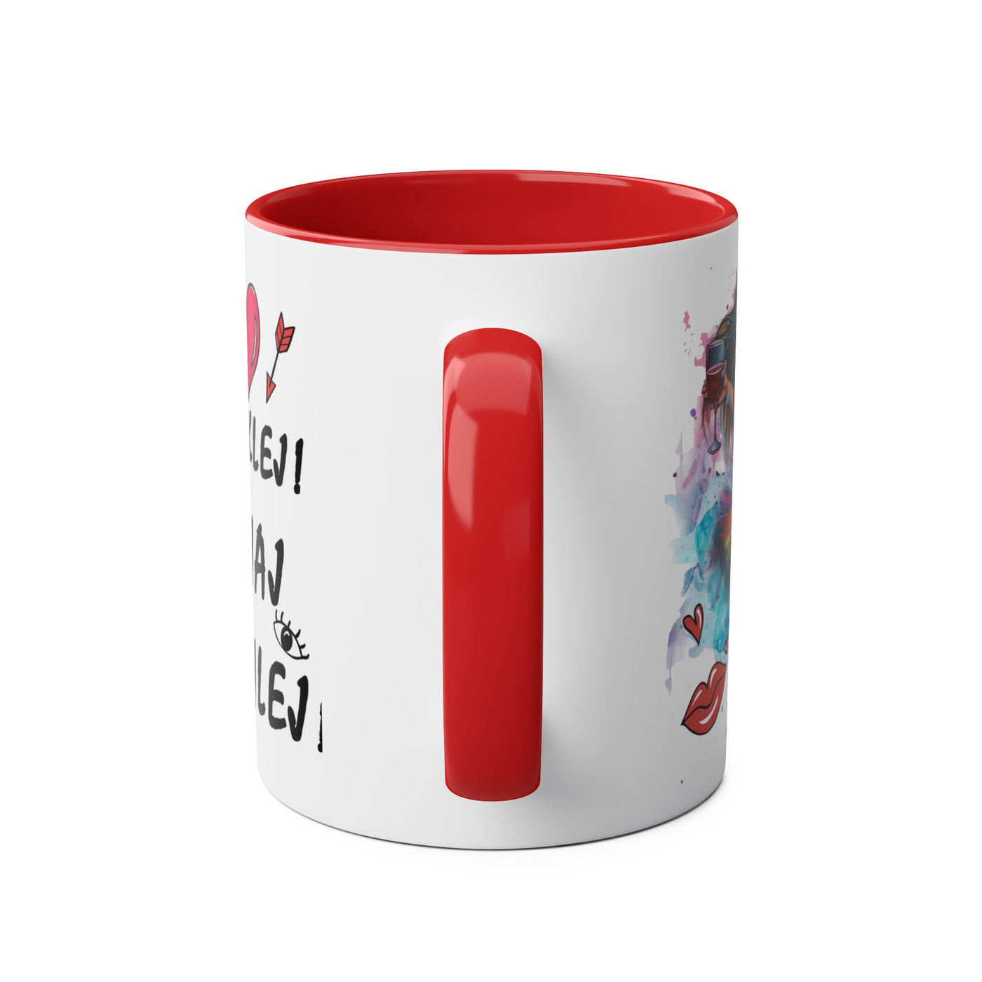 Colorful Two-Tone Coffee Mug - Fun Wine Lover Design