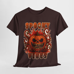 Unisex Spooky Vibes Tee, Scary Pumpkin, Halloween T-Shirt, Graphic Tee, Pumpkin Shirt, Casual Wear, Fall Fashion