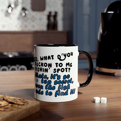 Coffee Mug - Humorous Fish-Themed Two-Tone Design, 11oz