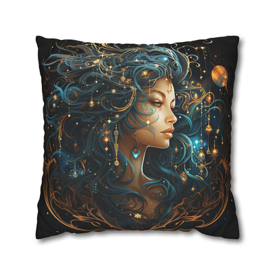 Artistic Virgo Zodiac Poly Canvas Pillowcase - Celestial Decor for Home