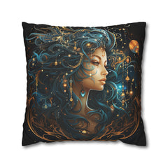 Artystyczna poszewka na poduszkę z płótna poliestrowego Virgo Zodiac - Celestial Decor for Home