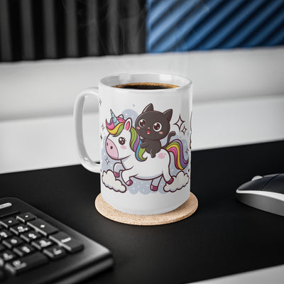 Giddy Sparkles Unicorn Cat Ceramic Coffee Cup - Fun 11oz & 15oz Mugs for Cat Lovers