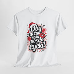 Damska koszulka świąteczna „Oby w tym roku poszło w cycki” – zabawny t-shirt na prezent