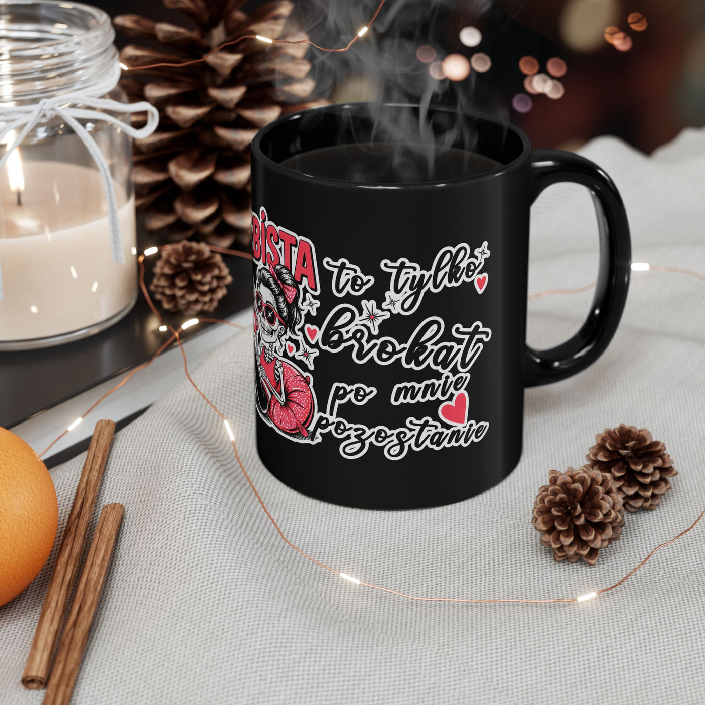 Mug - Jestem tak Zajebista - Black Coffee Mug - Fun Skull Design for Coffee Lovers