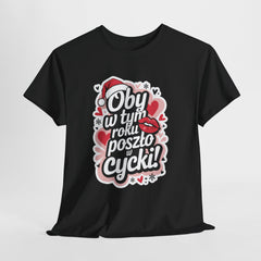 Damska koszulka świąteczna „Oby w tym roku poszło w cycki” – zabawny t-shirt na prezent