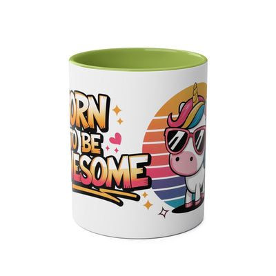 Unicorn Two-Tone Coffee Mug - 11oz Born to Be Awesome Design