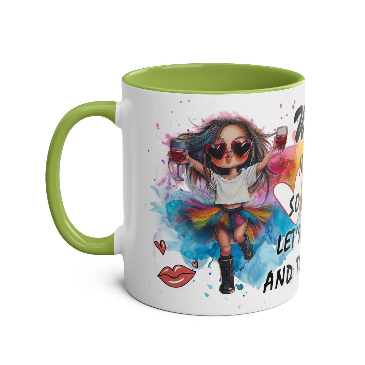 Colorful Wine Lover's Mug - "Let's Drink!" Art Design - Perfect Gift for Celebrations  Two-Tone Ceramic Mug