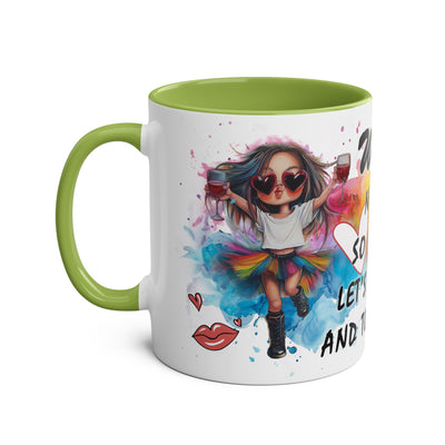 Colorful Wine Lover's Mug - "Let's Drink!" Art Design - Perfect Gift for Celebrations  Two-Tone Ceramic Mug