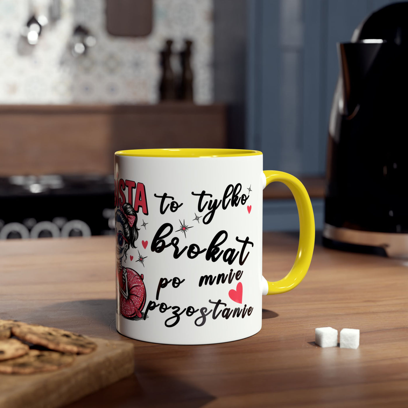 Funny Two-Tone Coffee Mug - 'Jestem tak Zajebista' Design for Coffee Lovers