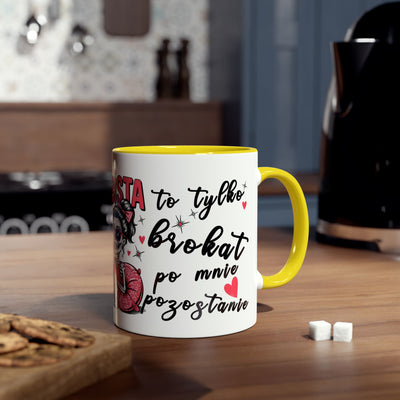 Funny Two-Tone Coffee Mug - 'Jestem tak Zajebista' Design for Coffee Lovers