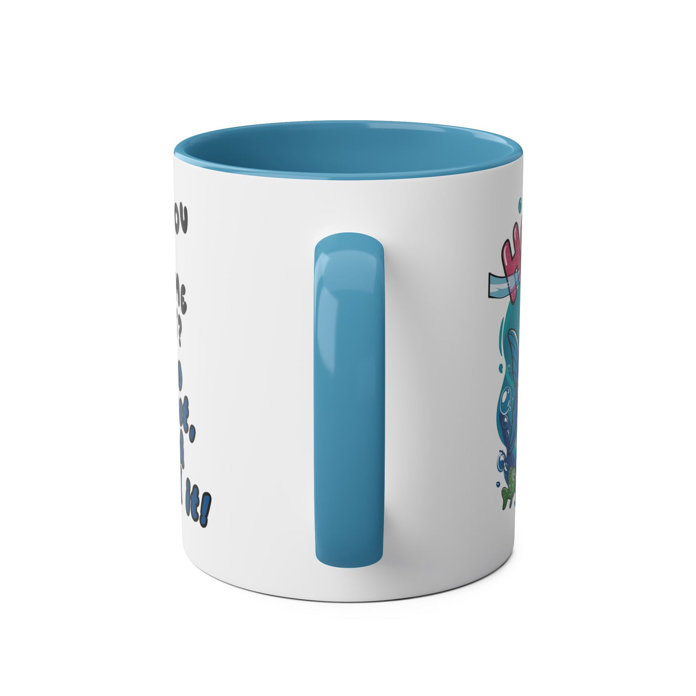 Coffee Mug - Humorous Fish-Themed Two-Tone Design, 11oz