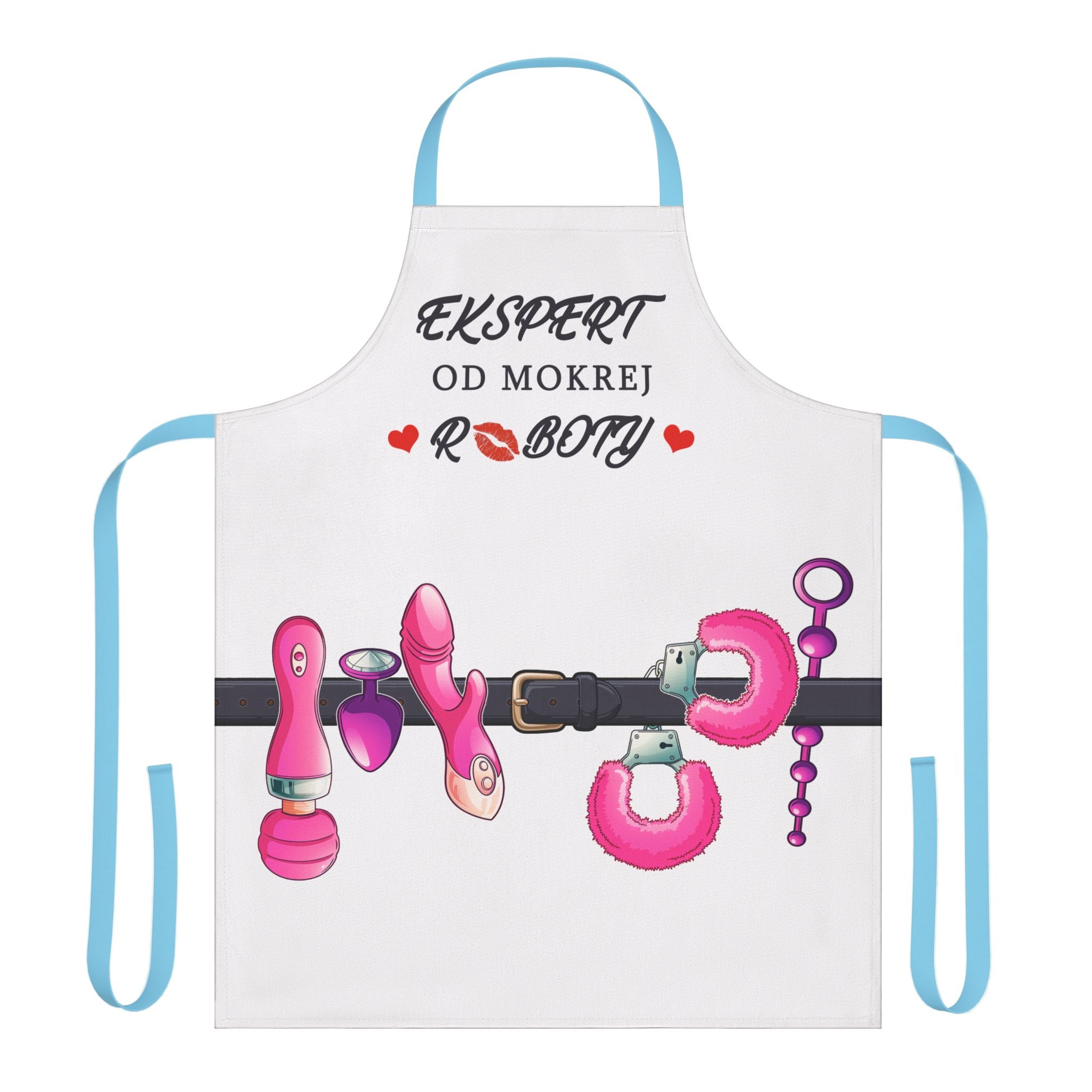 Fun and Flirty Kitchen Apron with 5-Color Straps - 'Ekspert Od Mokrej Roboty' Design