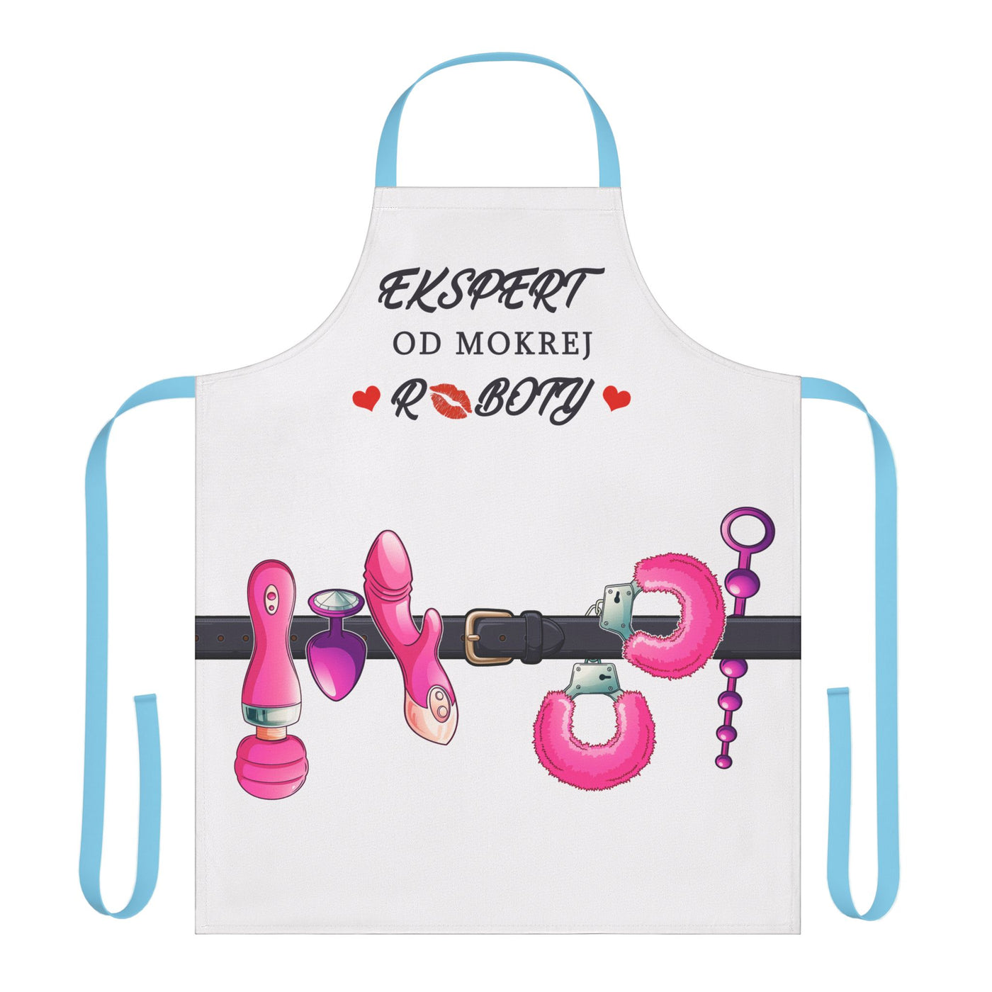 Fun and Flirty Kitchen Apron with 5-Color Straps - 'Ekspert Od Mokrej Roboty' Design