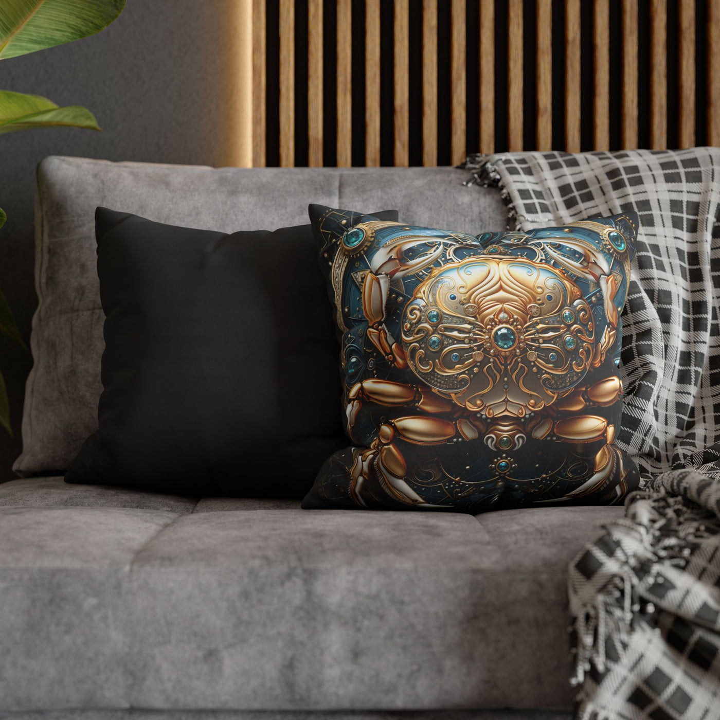 Artistic Cancer Zodiac Poly Canvas Pillowcase - Luxurious Sea-Themed Home Decor