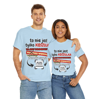 Unisex Zabawny T-Shirt Pijany Wędrowiec z własnym QR Code