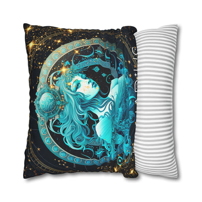 Astrology-Inspired Square Poly Canvas Pillowcase - Aquarius Zodiac Decor for Dreamy Spaces