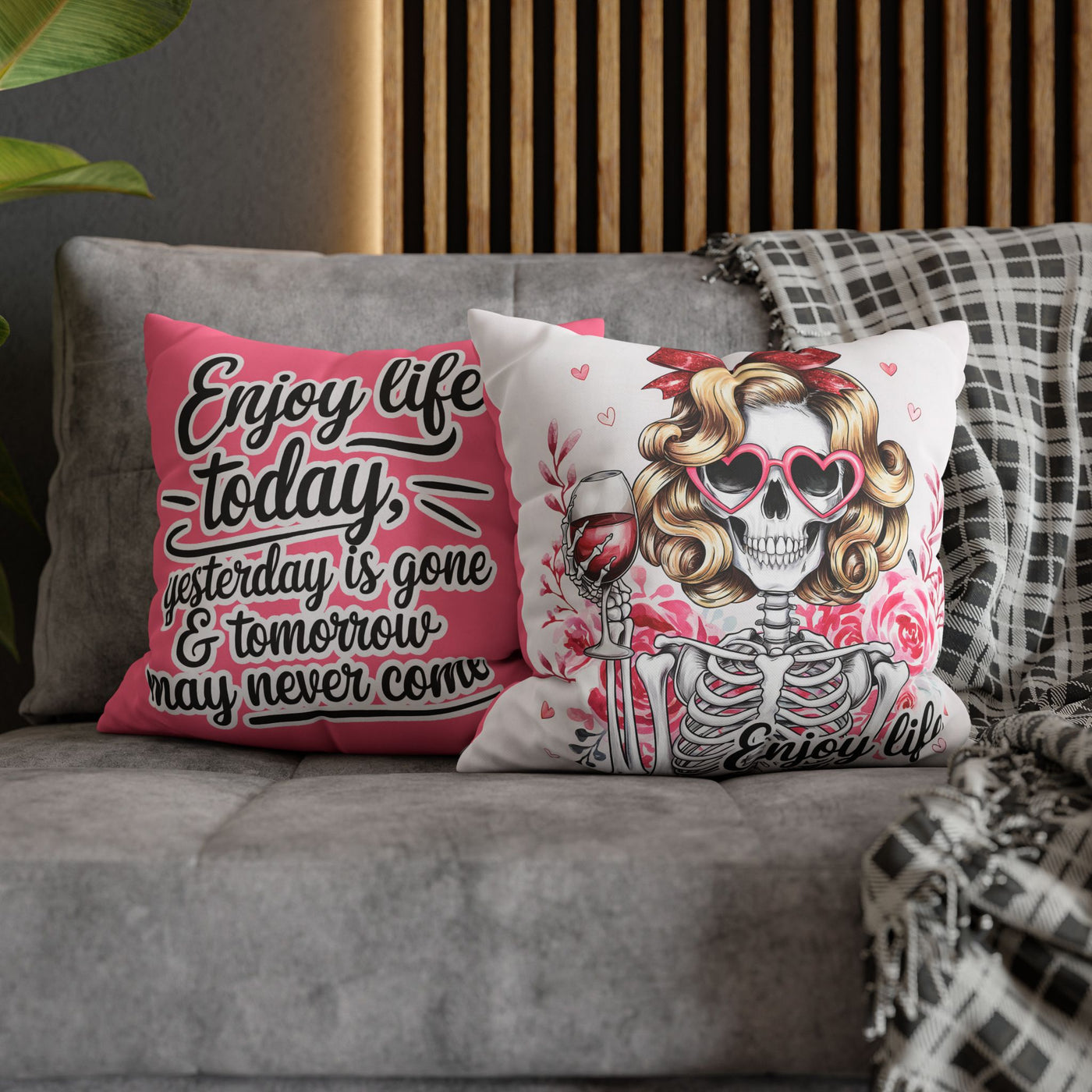 Enjoy Life Pillowcase – Chic Decor for Fun Celebrations