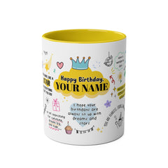 Personalized Two-Tone Birthday Coffee Mug - Celebrate with Custom Name Design