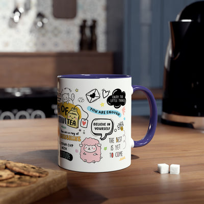 Inspirational Two-Tone Coffee Mug - 11oz - Positive Affirmations & Cute Designs
