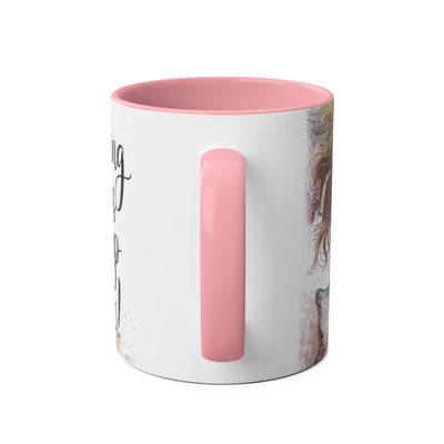 Whimsical Two-Tone Coffee Mug - "Brewing Stories" - Perfect for Book Lovers