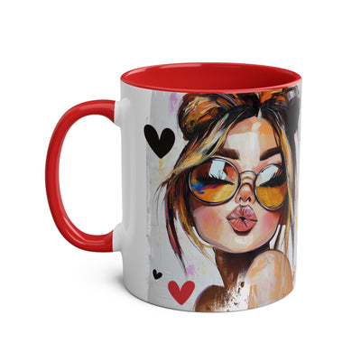 Chic Two-Tone Coffee Mug - Heart Design, Love Quote | Perfect Gift for Friends & Loved Ones