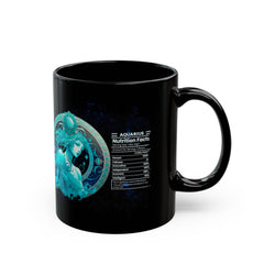 Aquarius Zodiac Black Mug – Astrology Inspired Nutrition Facts Design (11oz & 15oz)
