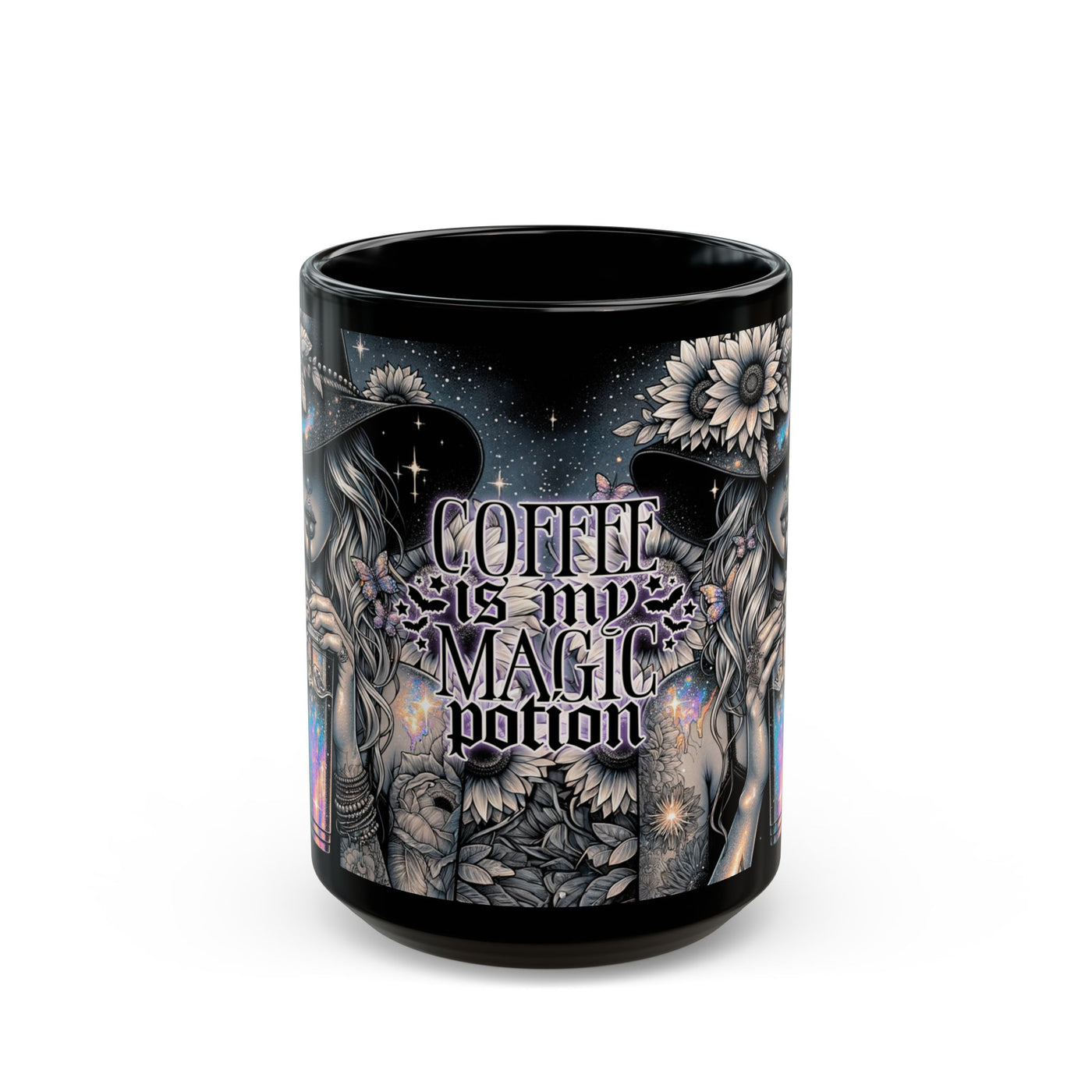 Coffee Is My Magic Potion Black Mug - Enchanting 11oz & 15oz Gift for Coffee Lovers