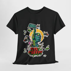 Creepy Vibes Unisex Heavy Cotton Tee - Stay Creepy Shirt, Halloween T-Shirt, Fun Graphic Tee, Quirky Casual Wear, Gift for Horror Lovers