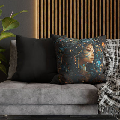 Artistic Virgo Zodiac Poly Canvas Pillowcase - Celestial Decor for Home