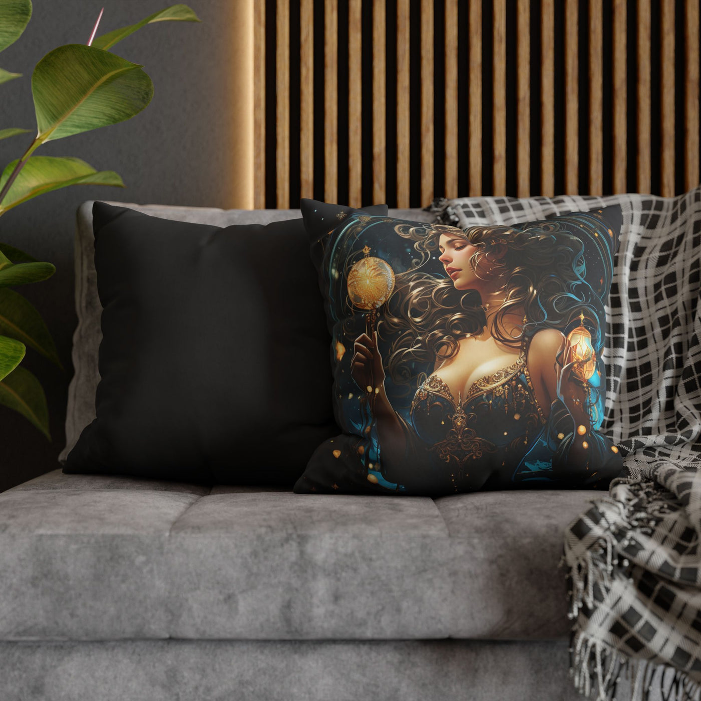 Artistic Aquarius Zodiac Pillowcase with Mystic Woman Design