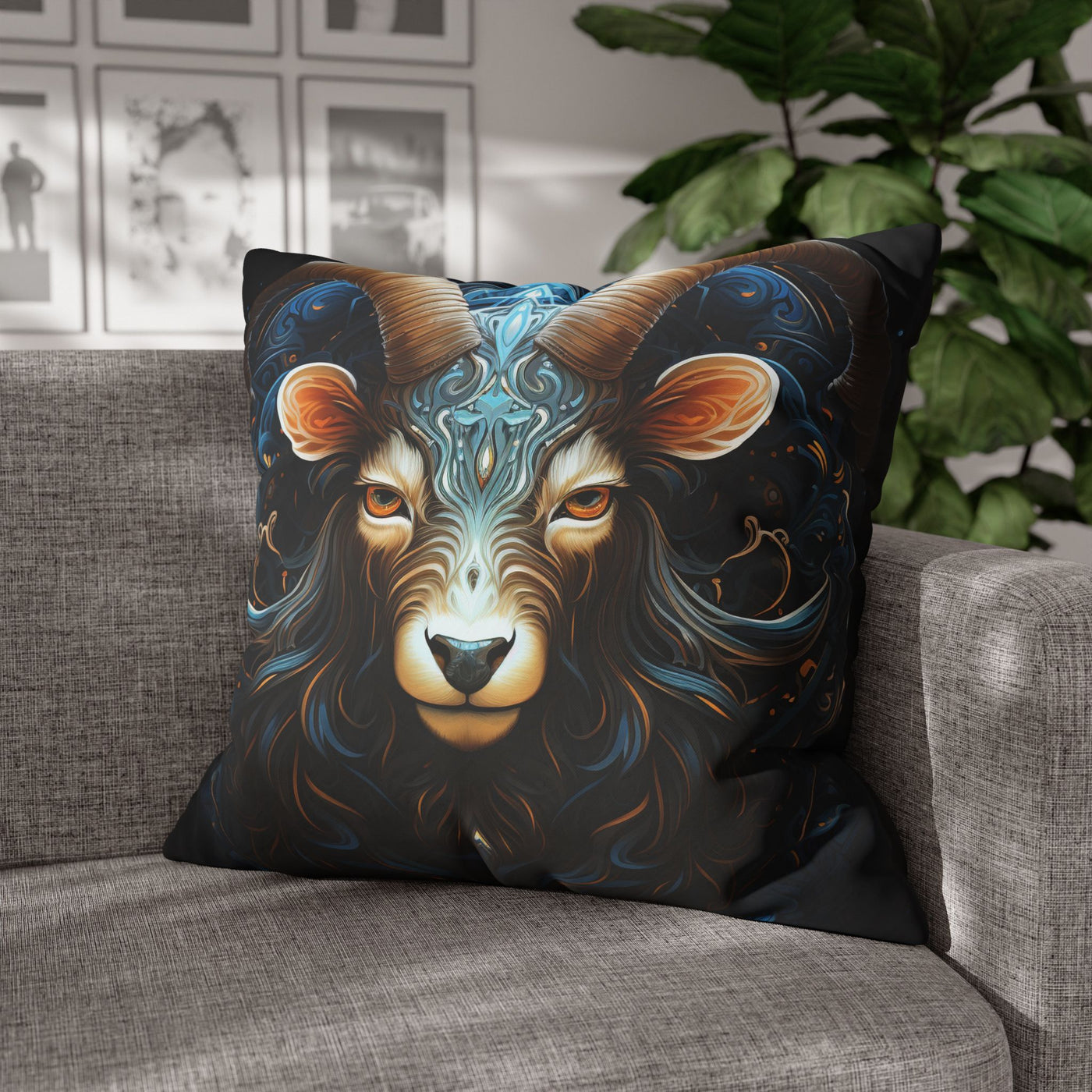 Artistic Capricorn Zodiac Poly Canvas Pillowcase - Zodiac Home Decor