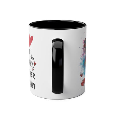 Colorful Wine Lover's Mug - "Let's Drink!" Art Design - Perfect Gift for Celebrations  Two-Tone Ceramic Mug