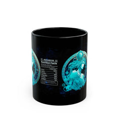 Aquarius Zodiac Black Mug – Astrology Inspired Nutrition Facts Design (11oz & 15oz)