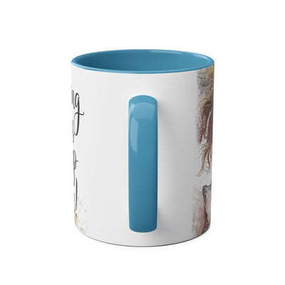 Whimsical Two-Tone Coffee Mug - "Brewing Stories" - Perfect for Book Lovers