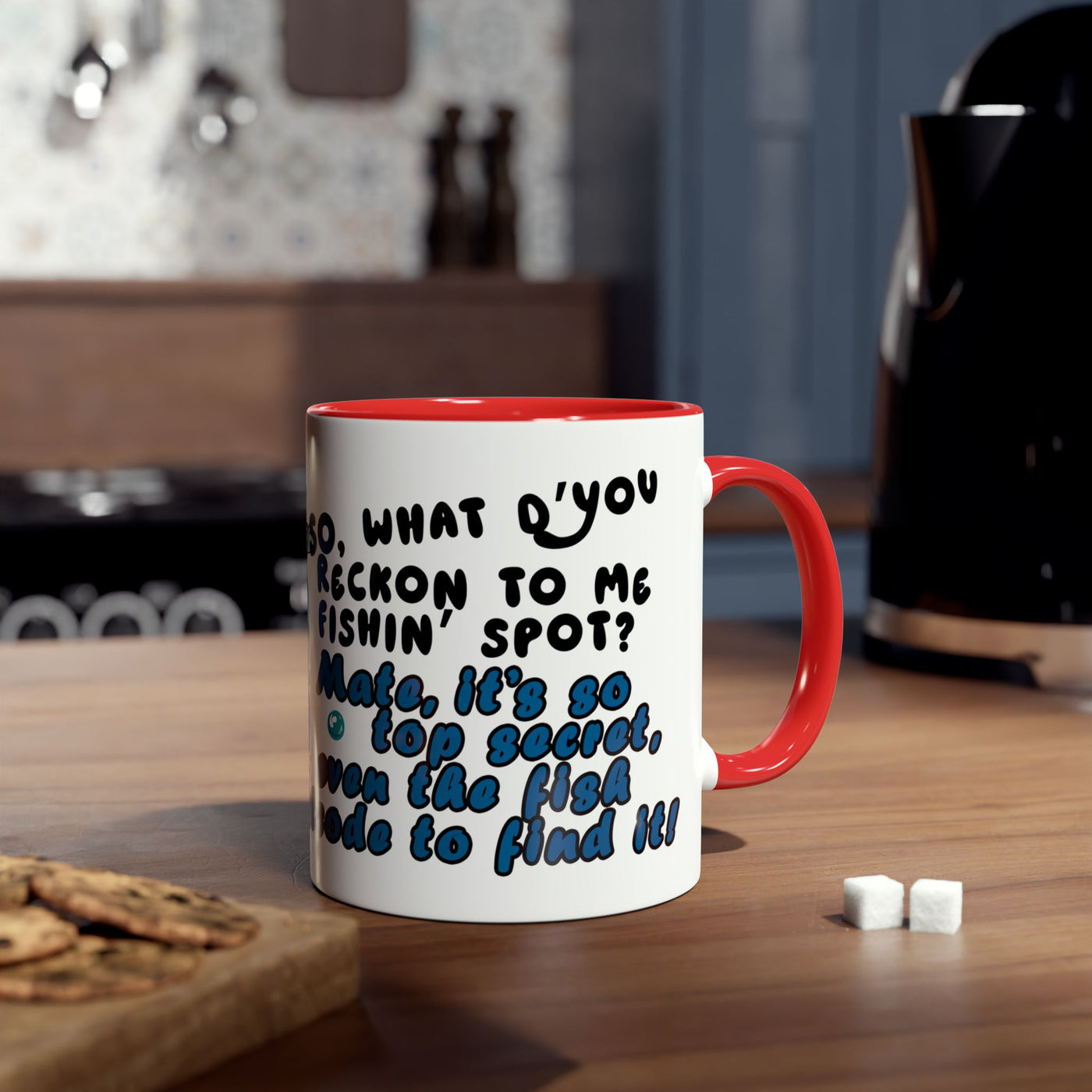 Coffee Mug - Humorous Fish-Themed Two-Tone Design, 11oz
