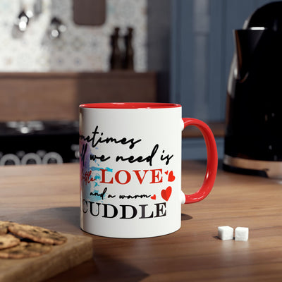 Cute Two-Tone Love & Cuddle Coffee Mug | 11oz Heart Design