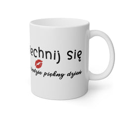 Kubek z napisem "Uśmiechnij się" ☕ | Motywacyjny kubek z grafiką | Idealny na prezent 🎁