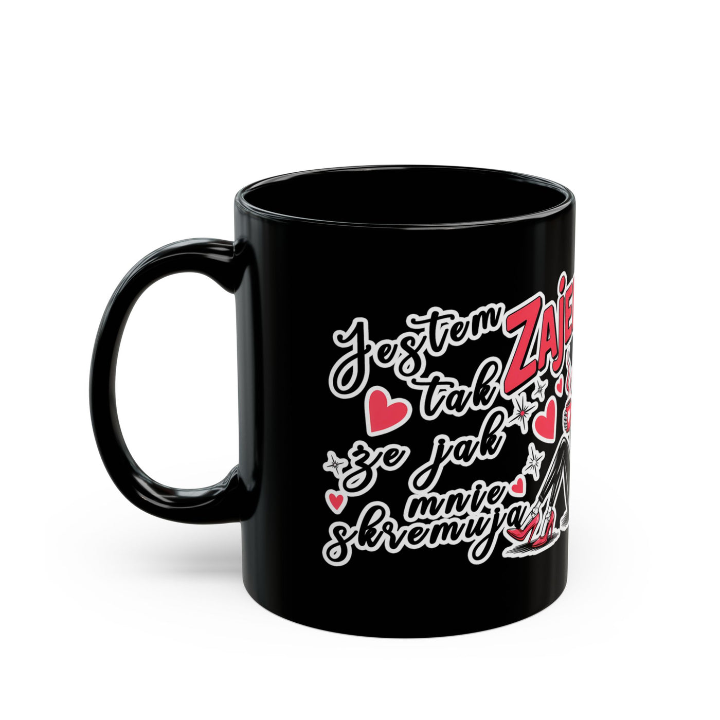 Mug - Jestem tak Zajebista - Black Coffee Mug - Fun Skull Design for Coffee Lovers
