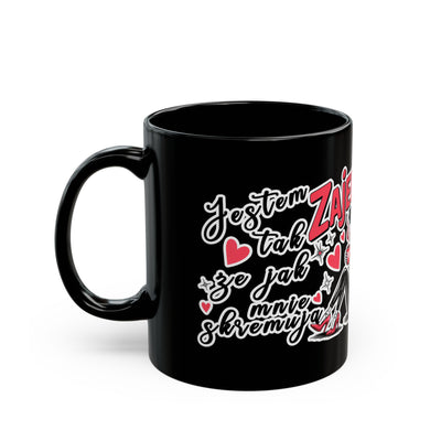 Mug - Jestem tak Zajebista - Black Coffee Mug - Fun Skull Design for Coffee Lovers