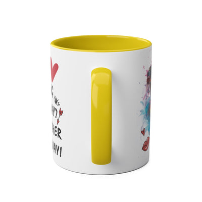 Colorful Wine Lover's Mug - "Let's Drink!" Art Design - Perfect Gift for Celebrations  Two-Tone Ceramic Mug