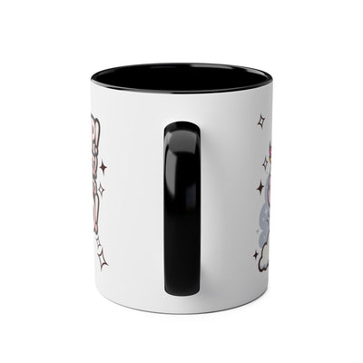 Giddy Sparkle Two-Tone Coffee Mug | 11oz Unicorn & Cat Design