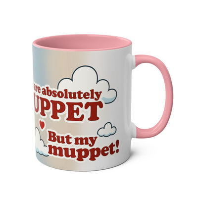 Fun Two-Tone Coffee Mug with Muppet Design - Personalised from Photo. 11 oz