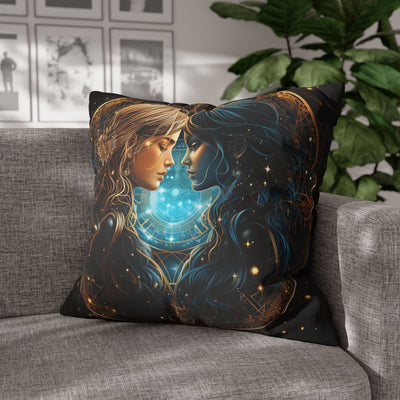 Gemini Zodiac Pillowcase - Mystical Portraits Decorative Cushion Cover