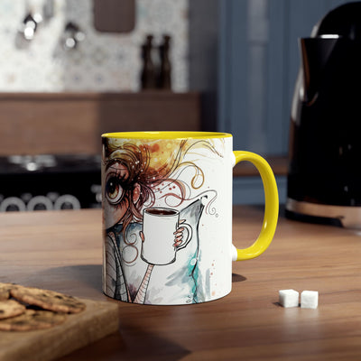 Whimsical Cat Lover's Two-Tone Coffee Mug - 11oz Artistic Design