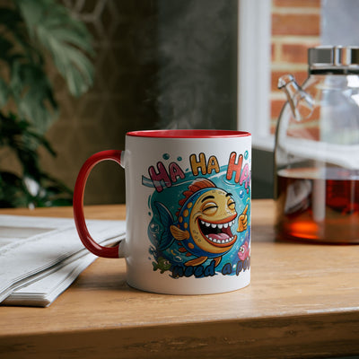 Coffee Mug - Humorous Fish-Themed Two-Tone Design, 11oz