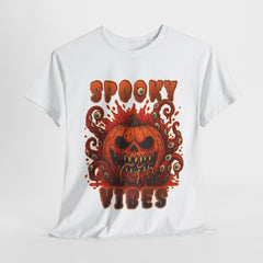 Unisex Spooky Vibes Tee, Scary Pumpkin, Halloween T-Shirt, Graphic Tee, Pumpkin Shirt, Casual Wear, Fall Fashion
