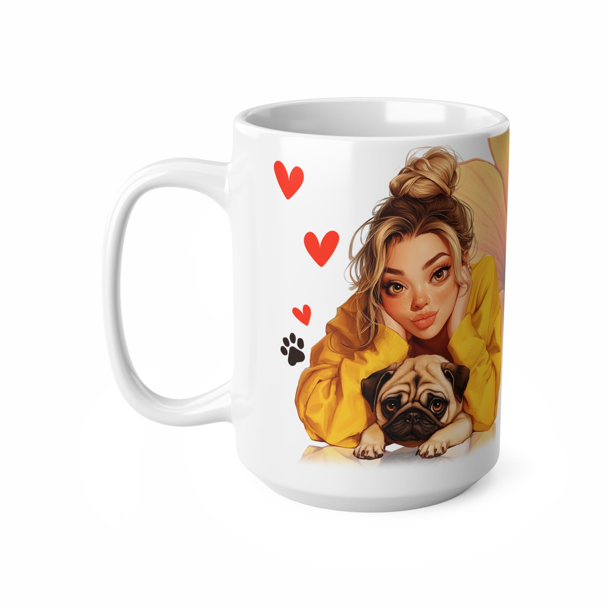 Coffee Lovers Ceramic Mug, Cute Dog Design, Coffee & Cuddles, Gift for Animal Lovers, Fun Pet-Themed Cup, 11oz & 15oz