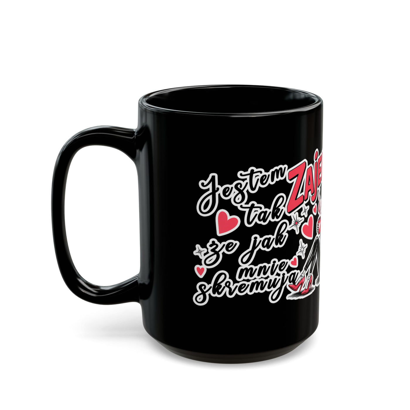 Mug - Jestem tak Zajebista - Black Coffee Mug - Fun Skull Design for Coffee Lovers